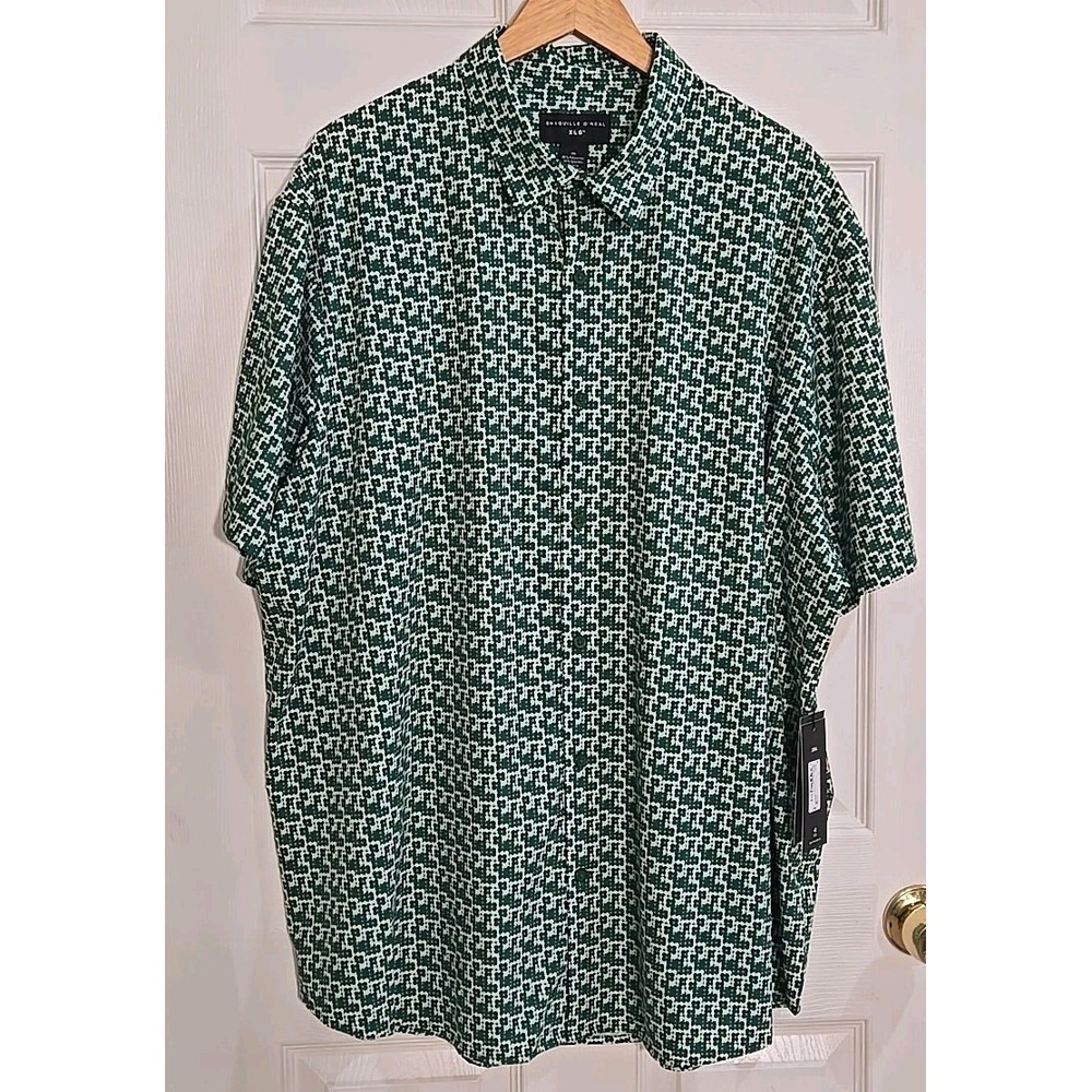 Shaquille O'Neal Shirt 2XL Button Down Green Short Sleeve Quick Dry NEW